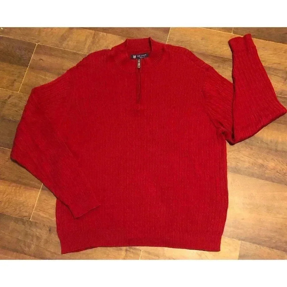 Oxford Golf Sweater Men XL 1/4 Zip Preppy Golfer Ribbed Pullover - Picture 2 of 2